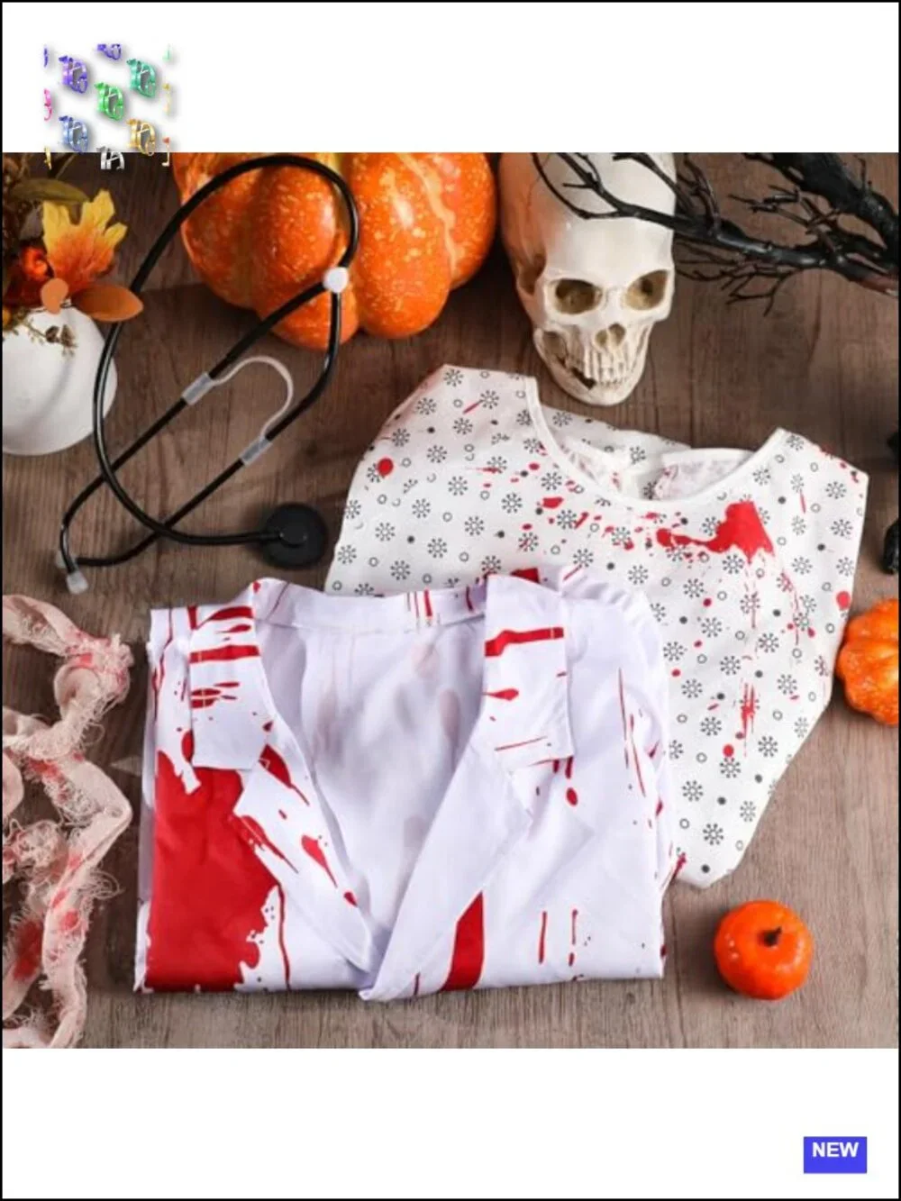 Halloween Hospital Gown Costume Set with Blood Gauze Roll Unisex Adult
